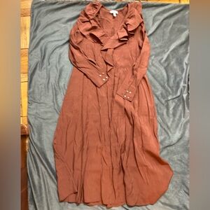 COS Chic Long Sleeve Maxi Rust Dress